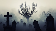 Halloween Horror  Gravestone   Spooky Tree