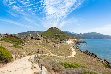 sanguinaires bloodthirsty islands hiking path in corsica, france