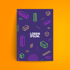 Wall Mural - minimalistic design. simple isometric shapes composition. eps10 vector template. applicable for cove