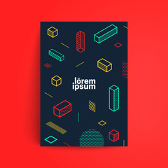 Wall Mural - minimalistic design. simple isometric shapes composition. eps10 vector template. applicable for cove