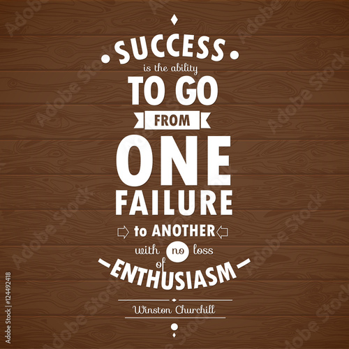 Fotografía Typographical Background Illustration with quote of Winston Churchill Wooden pla