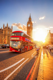 Fototapeta Londyn - Big Ben against colorful sunset in London, UK