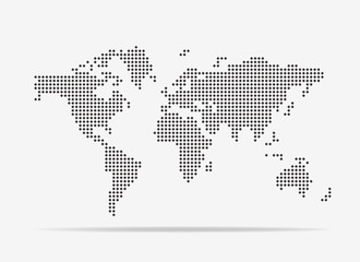 Canvas Print - pixel map of world. vector illustration.