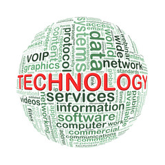 Sticker - Wordcloud word tags ball of technology