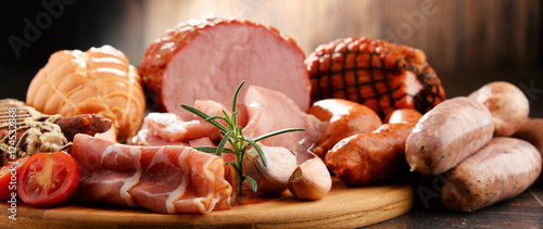 Fotomural Meat products including ham and sausages