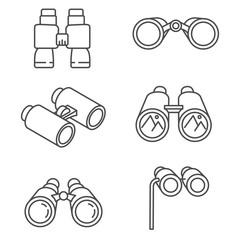 Wall Mural - binoculars set. optical instruments, linear symbols collection