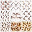 Coffee cups seamless patterns
