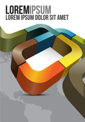 Fototapete - Brochure cover design with stripes and continents