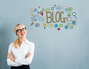 Wall Mural - Blog text with business woman