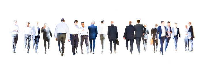 Poster - Set of Business people walking. Blurred silhouettes against of white background