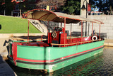 Vintage canal boat moored at Turning Basin of the Kanawha Canal, Richmond, Virginia, USA