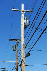 power pole under blue sky