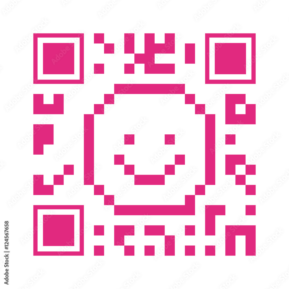 Qr Code Face pink QR code happy face shape over white background. vector ...