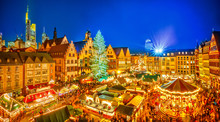 Traditional Christmas Market In The Historic Center Of Frankfurt, Germany