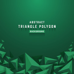 Wall Mural - Abstract 3D triangle polygon background. Green background with triangle elements and blank space. Vector illustration