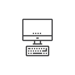 Desktop computer line icon, outline vector logo illustration, linear pictogram isolated on white