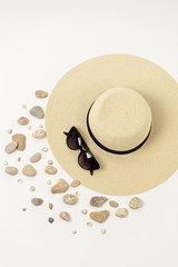 Fashion accessories - hat, sunglasses and bracelets. Marine conc