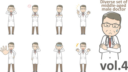 Wall Mural - Diverse set of middle-aged male doctor,EPS10 vector format vol.4