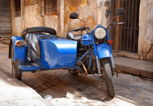 Antique Motorcycle With Sidecar