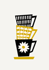 Poster - retro coffee cups