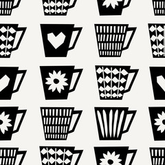Poster - seamless coffee cups pattern