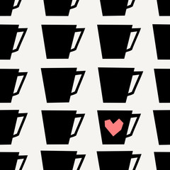 Poster - seamless coffee cups pattern