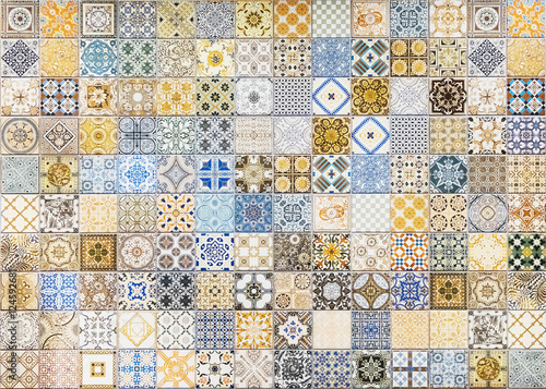 Obraz w ramie Ceramic tiles patterns from Portugal for background