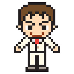 Wall Mural - illustration design pixel art man white suit