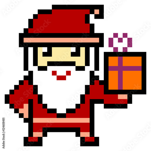 illustration design pixel art santa - Buy this stock illustration and
