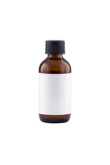 Brown cosmetic bottle with blank label, moisturiser concept, iso