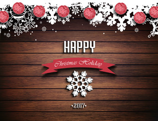 Wall Mural - Wooden Christmas Holiday Winter Background