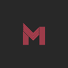 Logo Letter M Monogram Initial Design Element, Parallel Thin Line Creative Idea Hipster Emblem