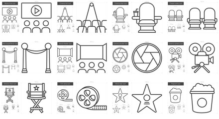 Poster - Cinema line icon set.