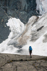 Poster - Hiker in highlands of Altai mountains, Russia