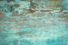 Old Weathered Plank Painted In Blue.