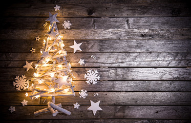 Christmas decoration on wooden background