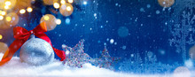 Art Blue Snow Christmas Holidays Lights  Background