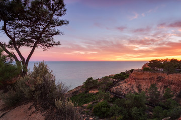 Wall Mural - Magicity sunset on the beach in Albufeira.