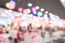Abstract Bokeh In Night Shopping Mall For Background