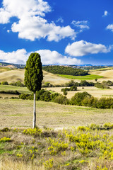 Landscape with hills and mountains in Tuscany