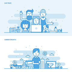 Wall Mural - flat line color concept- our team and career growth