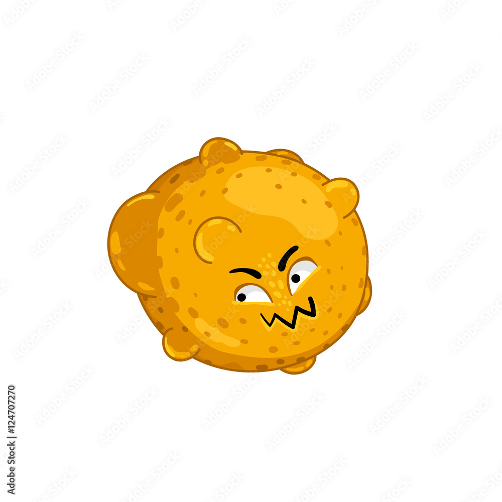 Cartoon virus character isolated vector illustration on white background. Cute fly germ virus infection vector character. Funny micro bacteria character. Microbe, Pathogen.