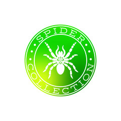 Wall Mural - spider collection white label design on the green circle, isolated vector symbol