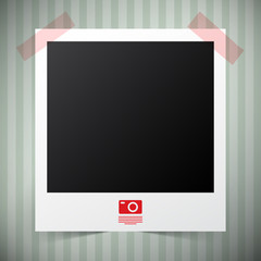 Wall Mural - Empty Photo Film Frame with Camera Icon on Retro - Vintage Background Vector Illustration