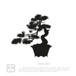 Black silhouette of a bonsai on a white background. Detailed ima