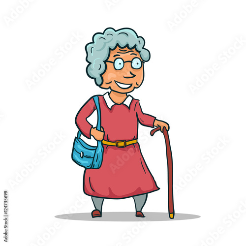 Cartoon Old Lady Character isolated on white background. Vector - Buy ...