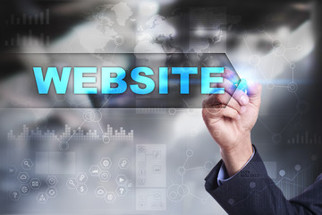 Business is drawing on virtual screen. website concept.