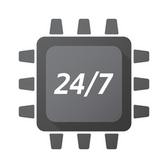 Wall Mural - Isolated Central Processing Unit icon with    the text 24/7