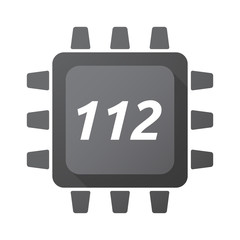 Wall Mural - Isolated Central Processing Unit icon with    the text 112