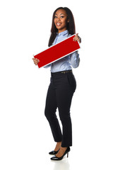 Wall Mural - african american businesswoman holding sign